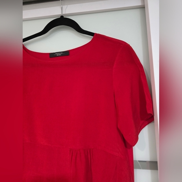 Weekend MaxMara Red Silk Peplum Short Sleeve T-Shirt - Picture 8 of 16